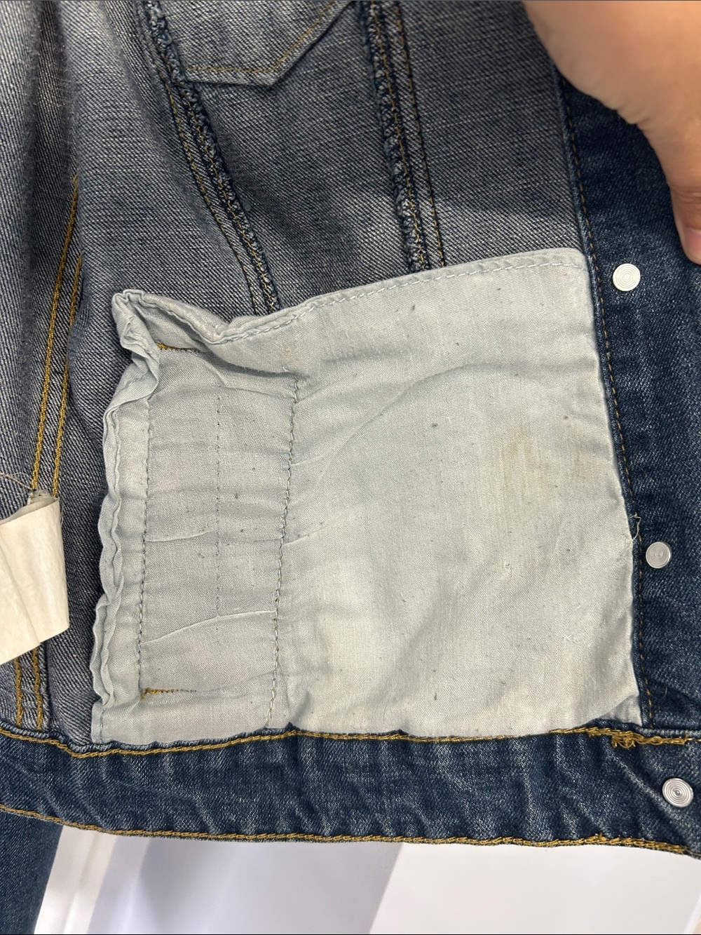 Bluenotes Blue Distressed Women's Jean Jacket with Sleeve Stripe Detail - Picture 3 of 6